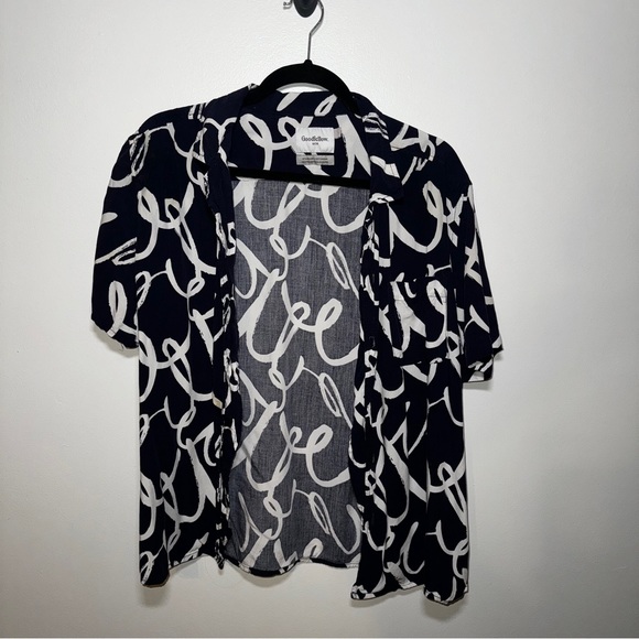 GOODFELLOW Navy Pattern Buttom Up - Picture 1 of 2